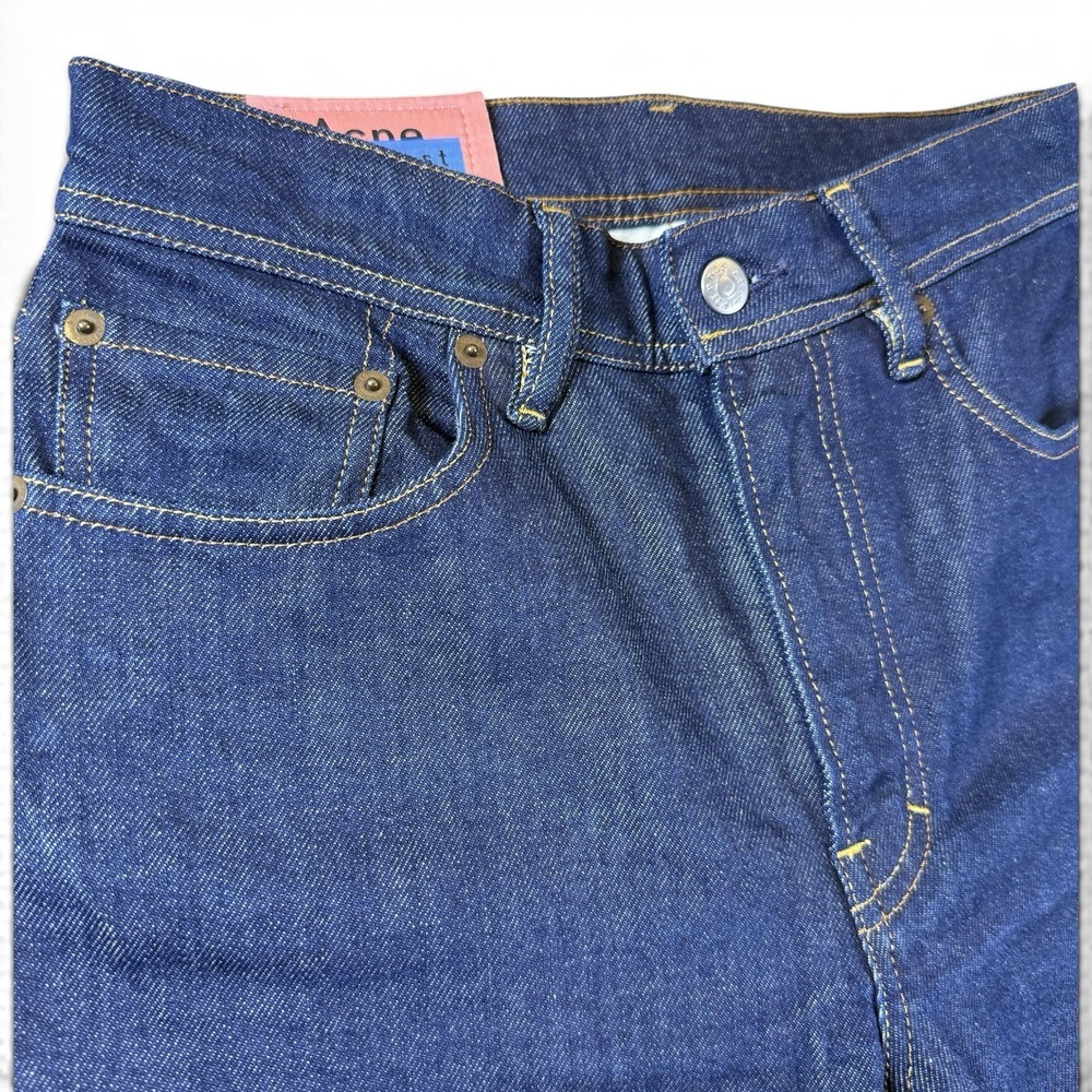 ACNE STUDIOS Bla Konst South Dark Blue Jeans Women's W26/L22 Whiskers Faded - Picture 9 of 9